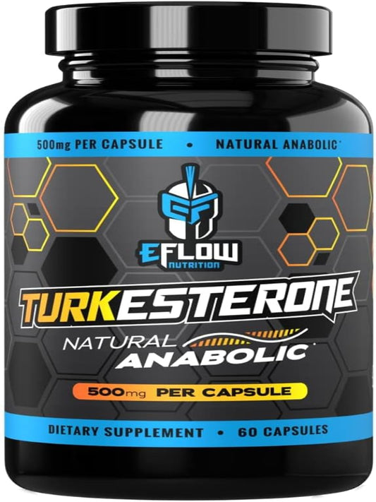 eFlow Nutrition Turkesterone Supplement for Men [Highest Purity] + Cyclodextrin for High Absorption - Increase Stamina, Lean Muscle Growth & Recovery, Boosts Drive - 3rd Party Tested (60 Capsules) Nirvana Guru