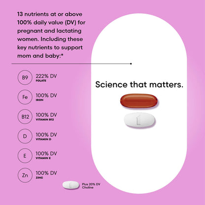 ONE A DAY Women’s Prenatal Advanced Complete Multivitamin with Brain Support* with Choline, Folic Acid, Omega-3 DHA & Iron for Pre, During & Post Pregnancy, 60+60 Ct (120 Total) (Packaging May Vary) Nirvana Guru