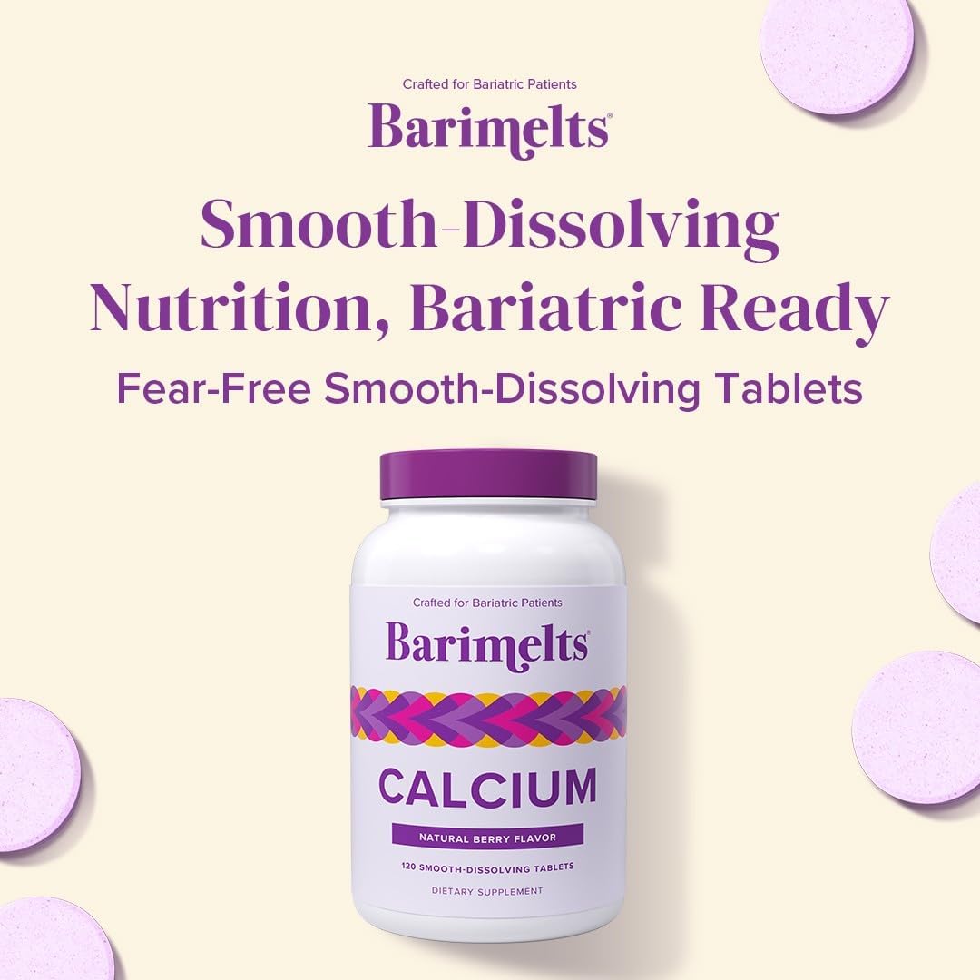 Barimelts Calcium Citrate with Vitamin D3 & Magnesium, 120 Smooth-Dissolving Tablets (1-Month Supply), Bariatric Calcium Supplements for Women, Natural Berry Flavor Nirvana Guru
