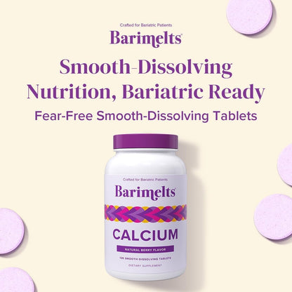 Barimelts Calcium Citrate with Vitamin D3 & Magnesium, 120 Smooth-Dissolving Tablets (1-Month Supply), Bariatric Calcium Supplements for Women, Natural Berry Flavor Nirvana Guru