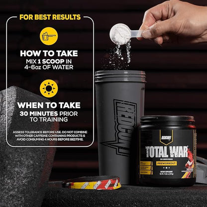 REDCON1 Total War Pre Workout Powder, Blue Lemonade - Beta Alanine + Citrulline Malate Keto Friendly Preworkout for Men & Women with 320mg of Caffeine - Fast Acting (30 Servings) Nirvana Guru