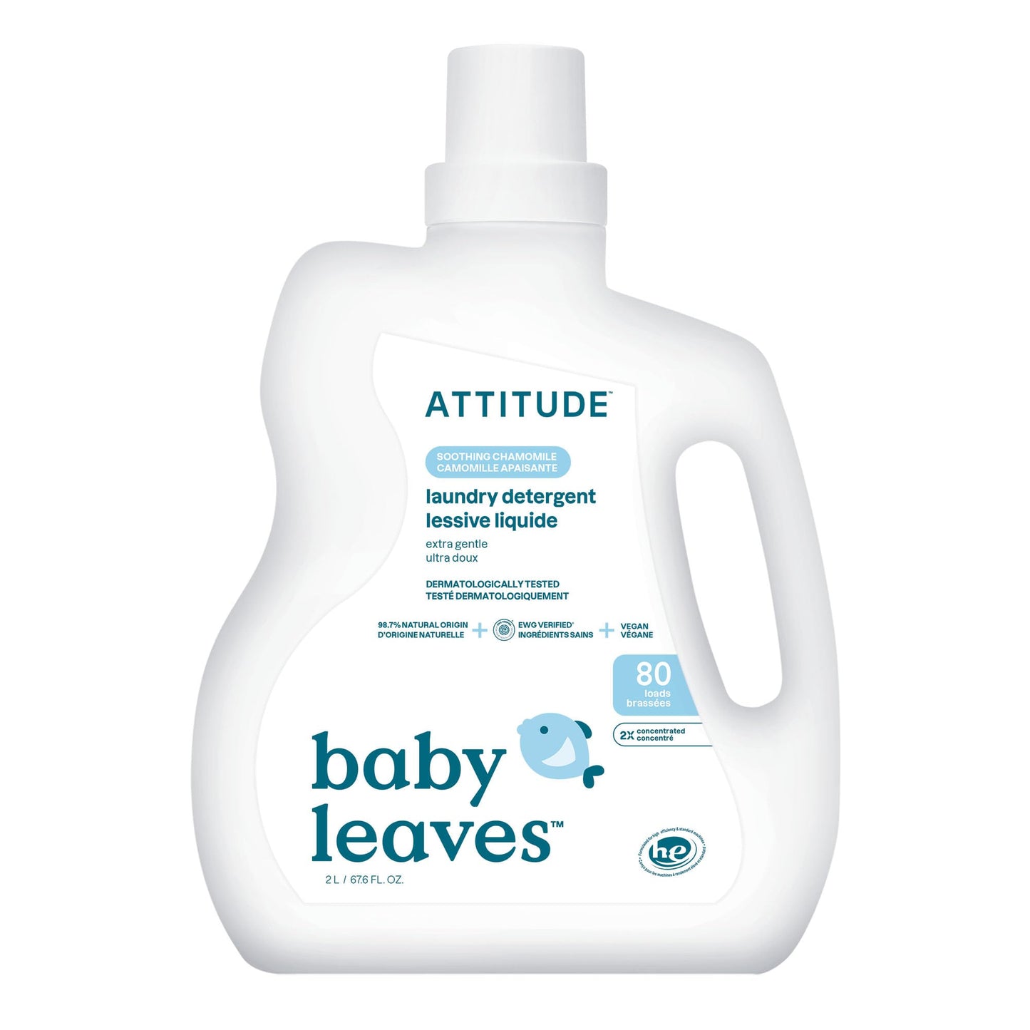 ATTITUDE Baby Laundry Detergent Liquid, EWG Verified, Safe for Baby Clothes, Infant and Newborn, Vegan and Naturally Derived Washing Soap, HE Compatible, Unscented, 80 Loads, 67.6 Fl Oz Nirvana Guru