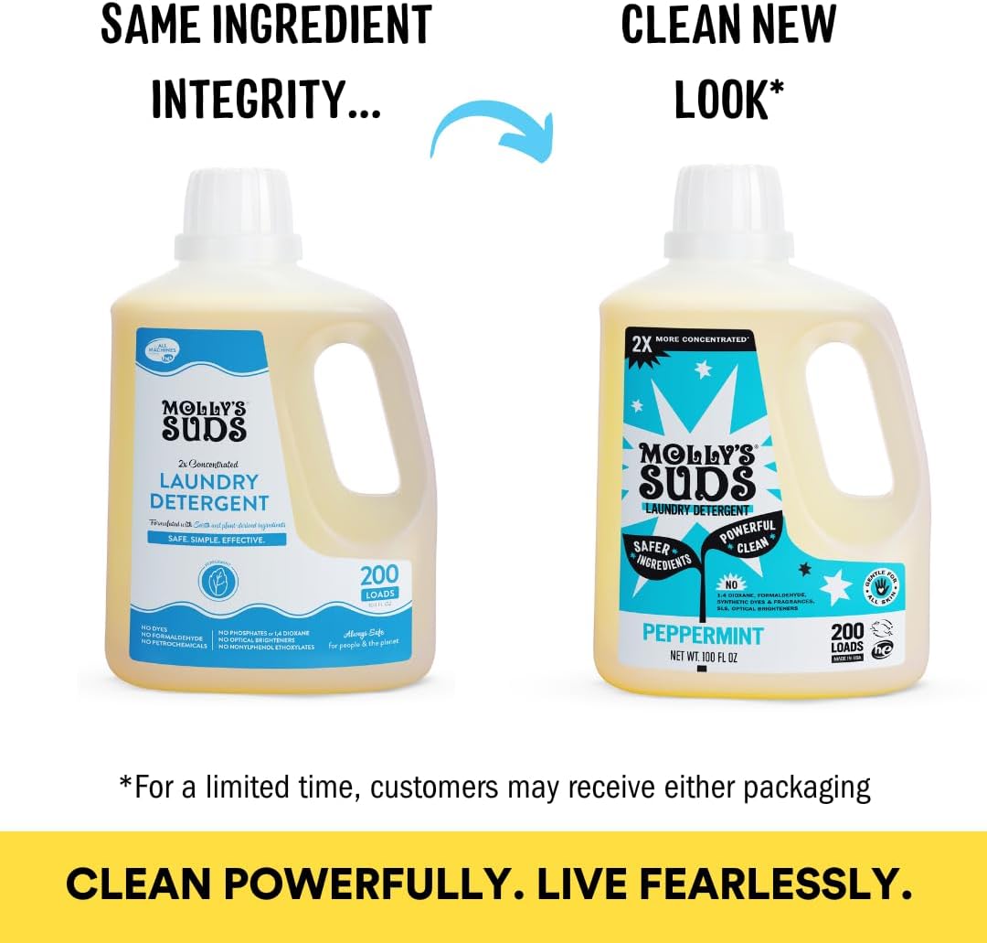 Molly's Suds Liquid Laundry Detergent | Clean Laundry Detergent Soap for Sensitive Skin | 2x Concentrated, High Efficiency (HE) | Unscented - 100 Loads Nirvana Guru