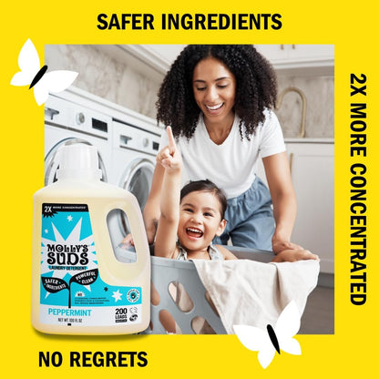 Molly's Suds Liquid Laundry Detergent | Clean Laundry Detergent Soap for Sensitive Skin | 2x Concentrated, High Efficiency (HE) | Unscented - 100 Loads Nirvana Guru