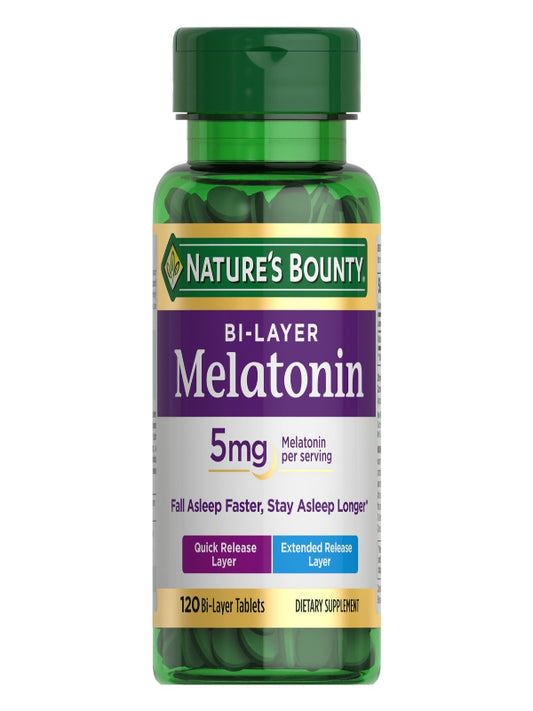 Nature's Bounty Melatonin 5mg Dual Spectrum, 100% Drug Free Sleep Supplement, Quick Release and Extended Release, Promotes Relaxation and Sleep Health, 60 Bi-Layer Tablets Nirvana Guru