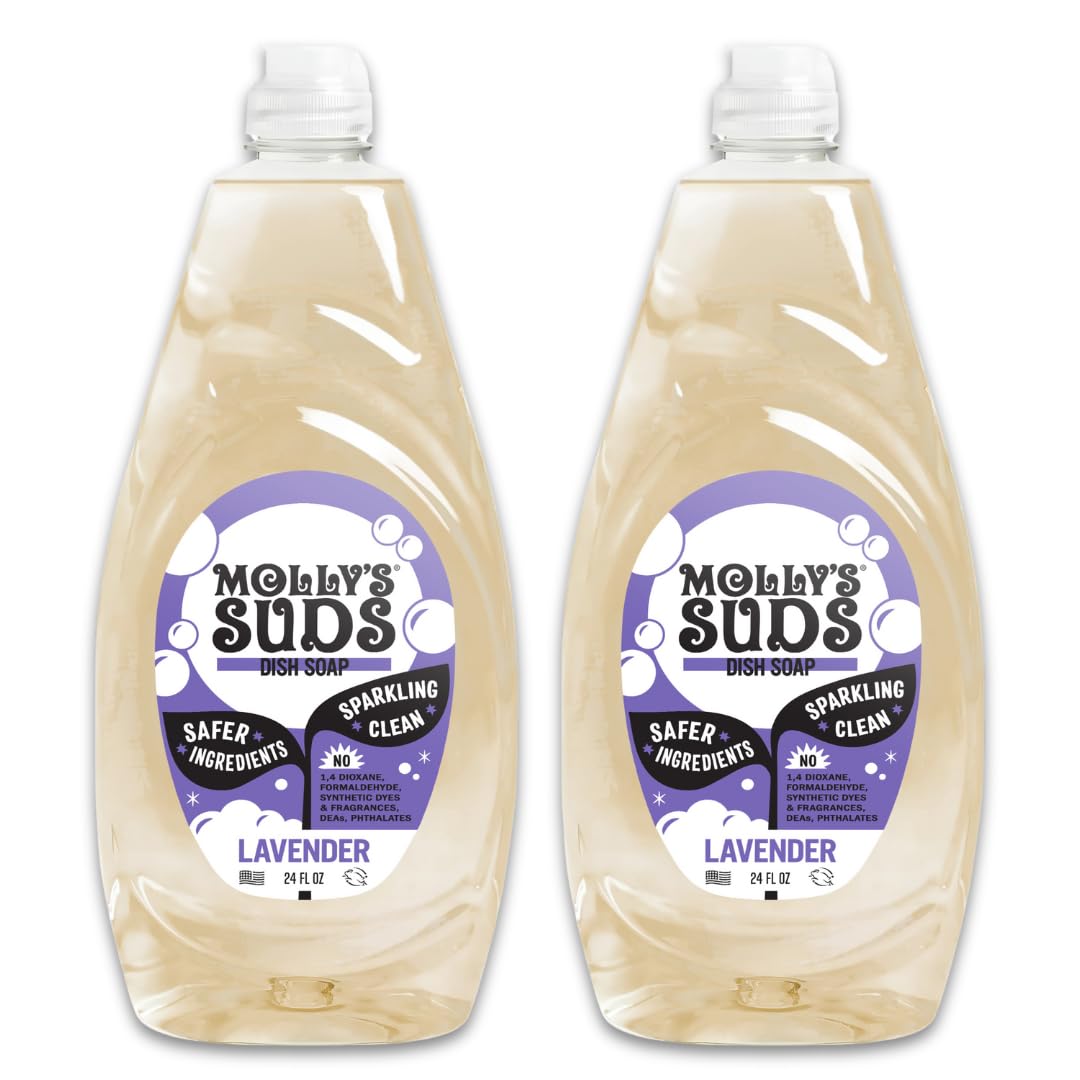 Molly's Suds Liquid Dish Soap | Clean, Simple Ingredients | Extra Scrubbing Power | Citrus Scent, 24 oz - 2 Pack Nirvana Guru