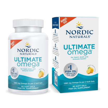 Nordic Naturals Ultimate Omega, Lemon Flavor - 90 Soft Gels - 1280 mg Omega-3 - High-Potency Omega-3 Fish Oil Supplement with EPA & DHA - Promotes Brain & Heart Health - Non-GMO - 45 Servings - Nirvana Guru
