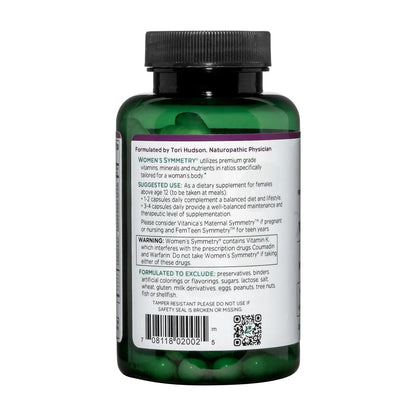 Vitanica, Women's Symmetry, High Potency Daily Multivitamin, Vegan, 180 Capsules - Nirvana Guru