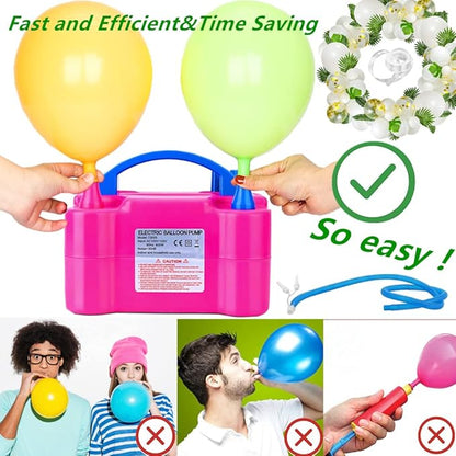 Balloon Pump, Portable Dual Nozzle Ballon Inflator Pump for Balloons 110V 600W Electric Air Pump Blower, Balloon Arch kit &Balloon Garland kit, Balloons for Parties/Birthday Balloons Set nirvanaguru