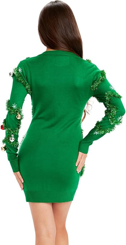 Women's Gaudy Garland Sweater Dress nirvanaguru