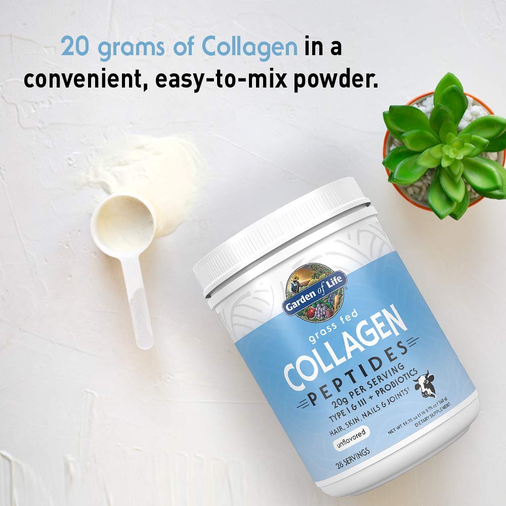 Garden of Life Grass Fed Collagen Peptides Powder Unflavored Collagen Powder for Women Men Hair Skin Nails Joints, Hydrolyzed Collagen Protein Supplements, Collagen for Women & Men, 28 Servings - Nirvana Guru