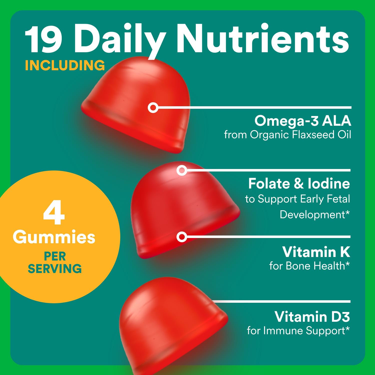 SmartyPants Prenatal Vitamins for Women, Sugar Free Multivitamin Gummies: Methylfolate, Omega 3 (ALA) Vitamin D3, C, Vitamin B12, B6, A, K & Zinc, Inositol, Erythritol Free, 60 Count (20 Day Supply) Nirvana Guru