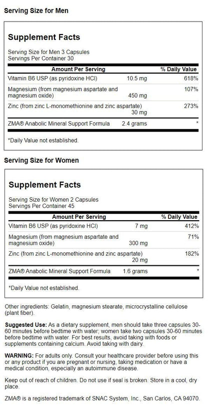 Swanson ZMA - Energy, Metabolism, and Muscle Recovery Support for Men and Women - Anabolic Mineral Support for Athletes Combining Zinc and Magnesium with Vitamin B6 - (90 Capsules, 800mg Each) 3 Pack Nirvana Guru