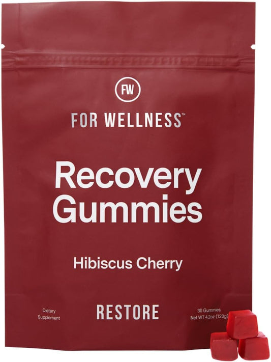 Recovery Gummies Restore - Tart Cherry Gummies for Muscle Recovery - Hibiscus Cherry Flavor with Antioxidants & Electrolytes Combats Soreness, Boosts Energy - Vegan, Non-GMO, Gluten-Free Nirvana Guru