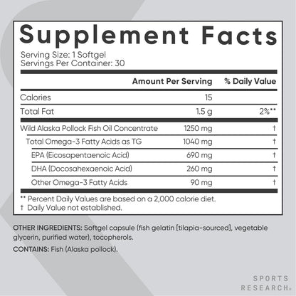 Sports Research Triple Strength Omega 3 Fish Oil - Nirvana Guru