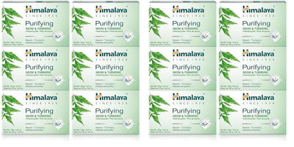 Himalaya Purifying Neem & Turmeric Cleansing Bar for Clean and Healthy Looking Skin, Free from Parabens, SLS and Phthalates, Gluten Free, Vegan, 125 g (4.41 oz), 6 Pack - Nirvana Guru