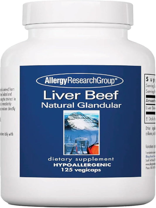 Allergy Research Group Beef Liver Supplement - Liver Function Support, Grass-fed Beef Liver Capsules 1000mg, Glandular Beef Liver Vitamins - 125 Count Nirvana Guru