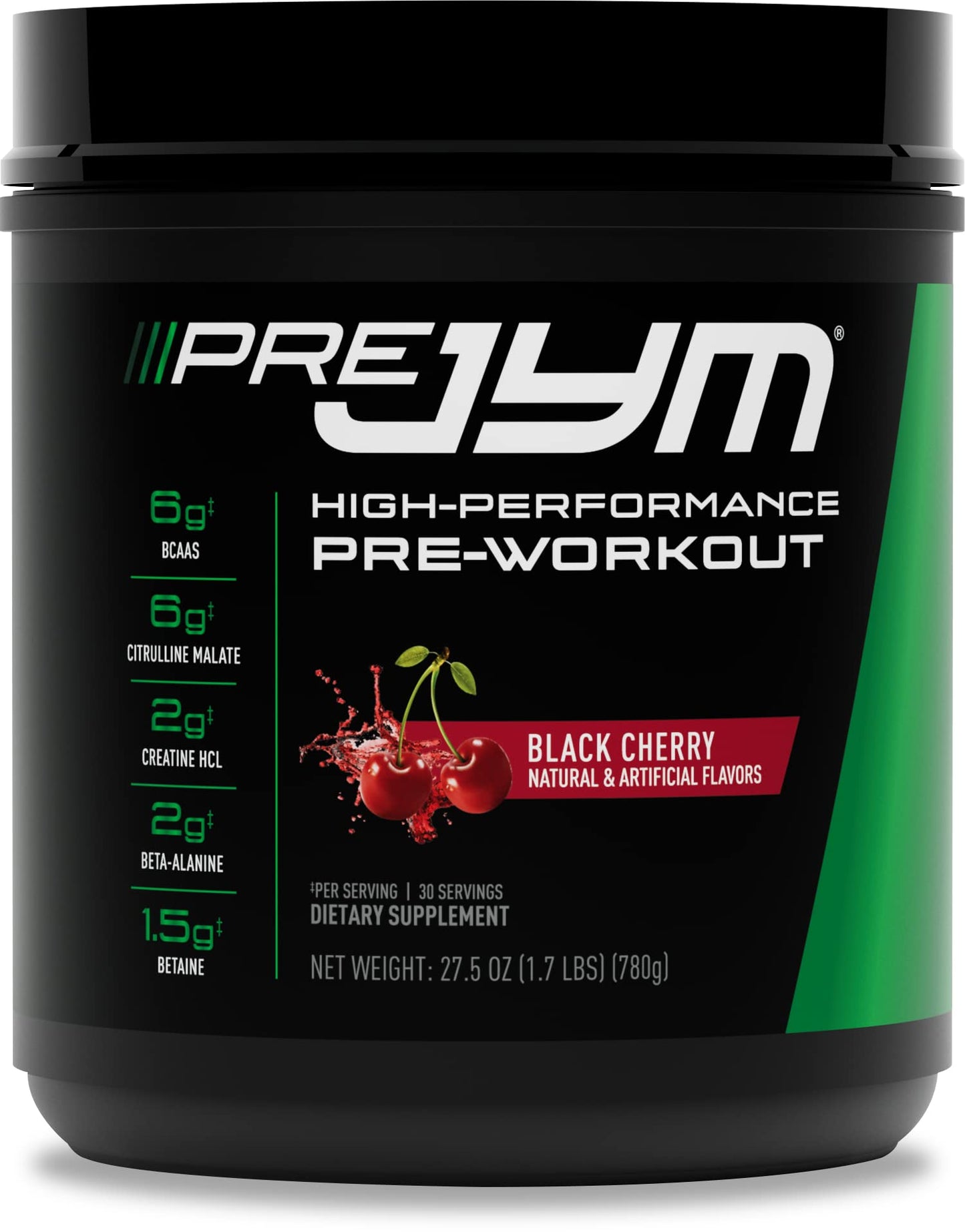 JYM Supplement Science Pre JYM Strawberry Kiwi Pre Workout Powder - BCAAs, Nootropics, Creatine HCI, Citrulline, Beta-Alanine, Betaine, Taurine, Huperzine 30 Servings Nirvana Guru