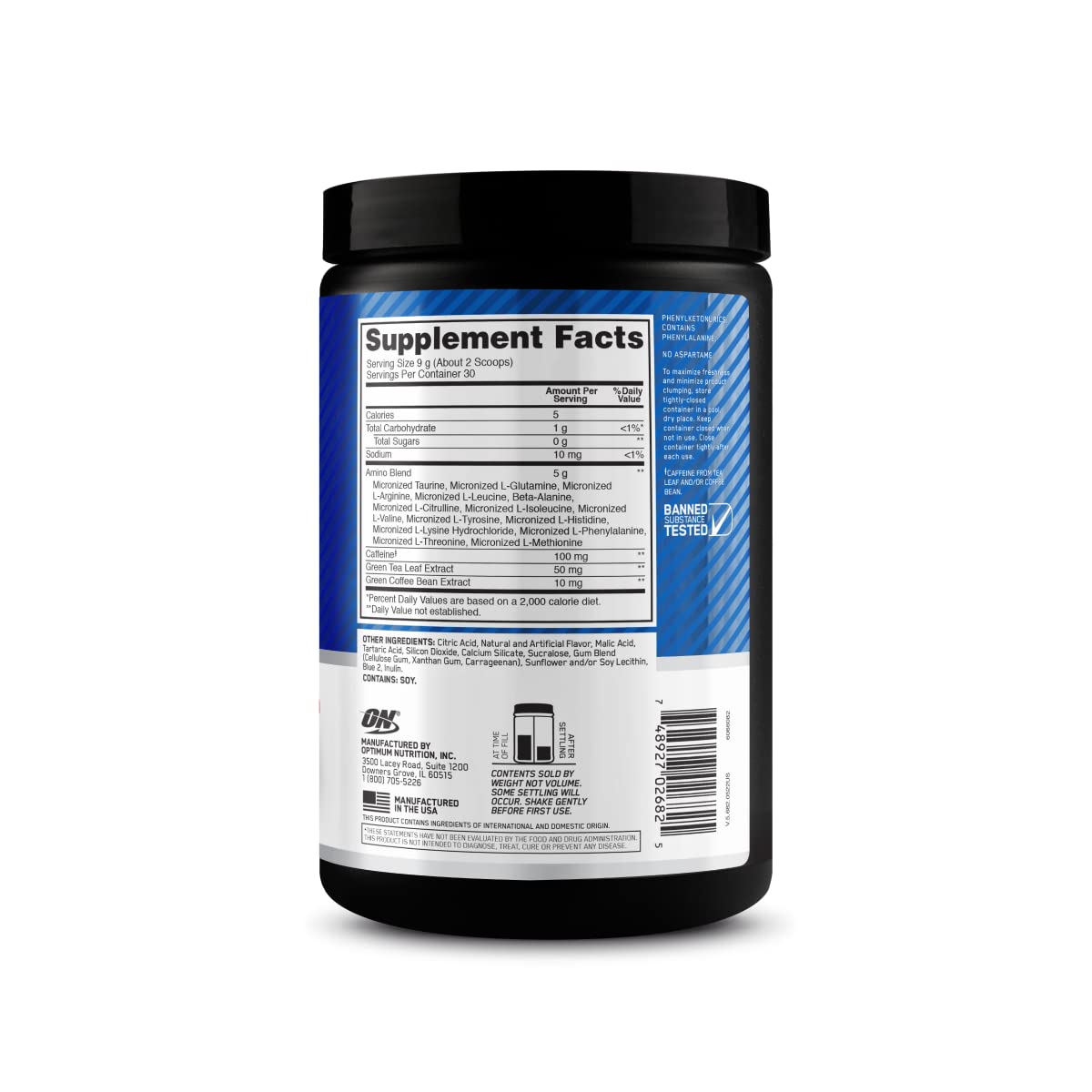 Optimum Nutrition Amino Energy - Pre Workout with Green Tea, BCAA, Amino Acids, Keto Friendly, Green Coffee Extract, Energy Powder - Concord Grape, 65 Servings (Packaging May Vary)