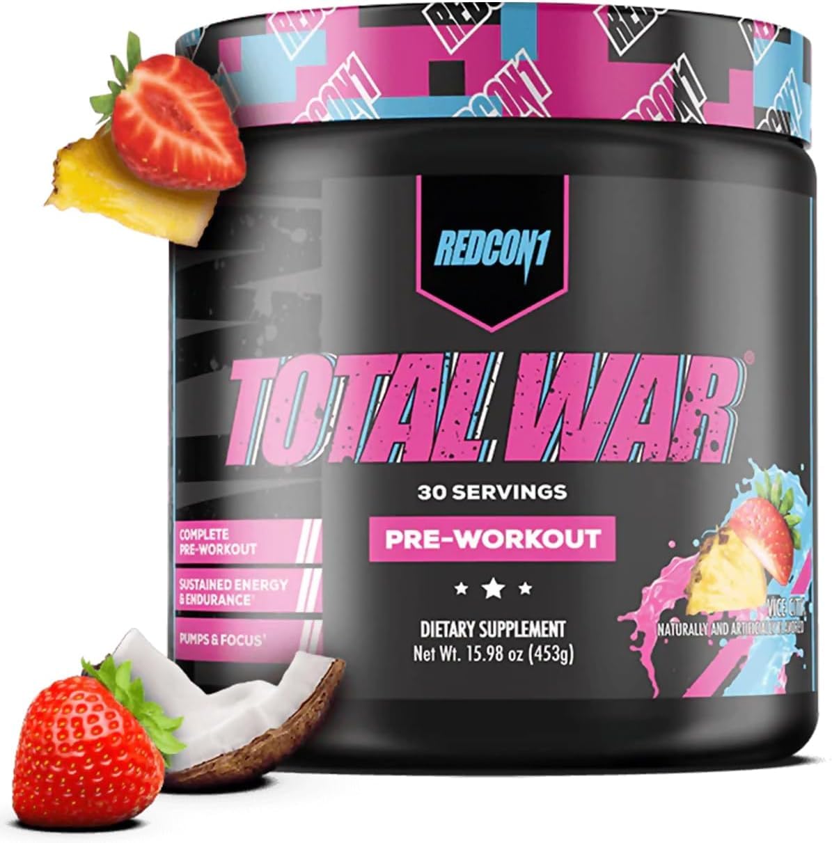 REDCON1 Total War Pre Workout Powder, Blue Lemonade - Beta Alanine + Citrulline Malate Keto Friendly Preworkout for Men & Women with 320mg of Caffeine - Fast Acting (30 Servings) Nirvana Guru