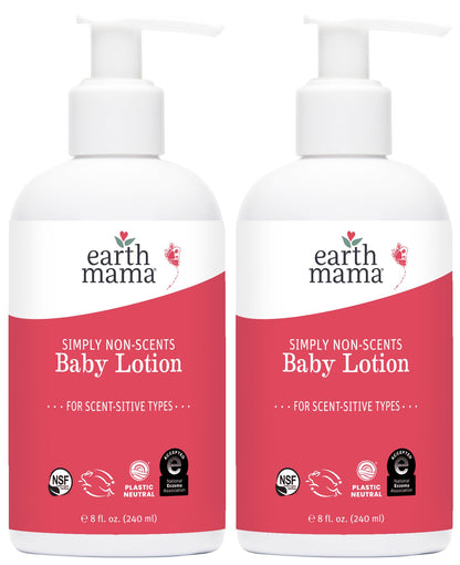Earth Mama Simply Non-Scents Baby Lotion for Dry Skin, Calendula Cream, Skin Care for Kids, Organic Moisturizer, Unscented Lotion with Aloe, Rooibos, & Shea Butter, 8-Fl oz (2-Pk) Nirvana Guru