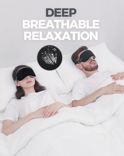 MZOO Sleep Eye Mask for Side Sleeper Men Women, Zero Eye Pressure 3D Sleeping Mask, Light Blocking Patented Design Night Blindfold, Soft Eye Shade Cover for Travel, Black