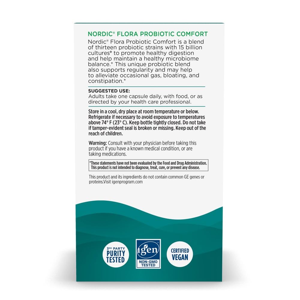 Nordic Naturals Nordic Flora Probiotic Daily - 60 Capsules - 4 Probiotic Strains with 12 Billion Cultures - Optimal Wellness, Immune Support, Digestive Health - Non-GMO, Vegan - 30 Servings - Nirvana Guru