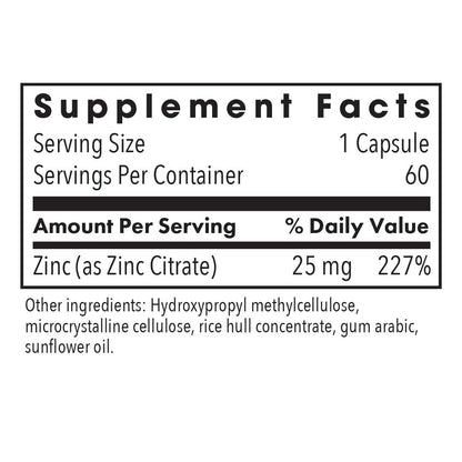 Allergy Research Group Zinc Citrate Supplement - Zinc for Men & Women, Immune Support, Pure, Well-Absorbed, Well-Tolerated, Trace Mineral, 50mg Vegetarian Capsules - 60 Count Nirvana Guru