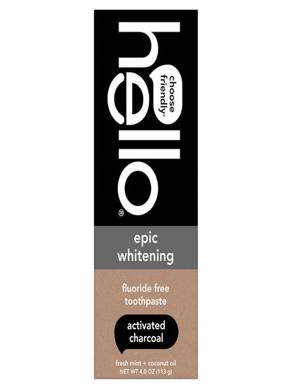 Hello Activated Charcoal Toothpaste, Fluoride Free with Activated Charcoal, Teeth Whitening Toothpaste with Fresh Mint and Coconut Oil, No SLS, Vegan, Gluten Free, 3 Pack, 4 OZ Tubes Nirvana Guru