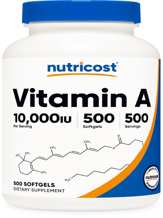 Nutricost Vitamin A 10,000 IU, 500 Softgel Capsules Nirvana Guru