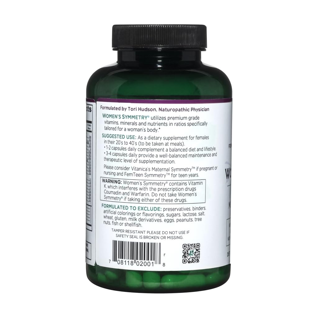 Vitanica, Women's Symmetry, High Potency Daily Multivitamin, Vegan, 180 Capsules - Nirvana Guru