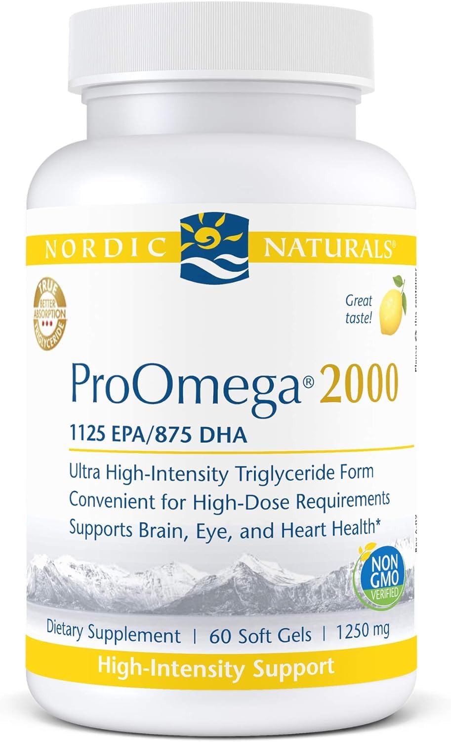 Nordic Naturals ProOmega 2000, Lemon Flavor - 120 Soft Gels - 2150 mg Omega-3 - Ultra High-Potency Fish Oil - EPA & DHA - Promotes Brain, Eye, Heart, & Immune Health - Non-GMO - 60 Servings - Nirvana Guru