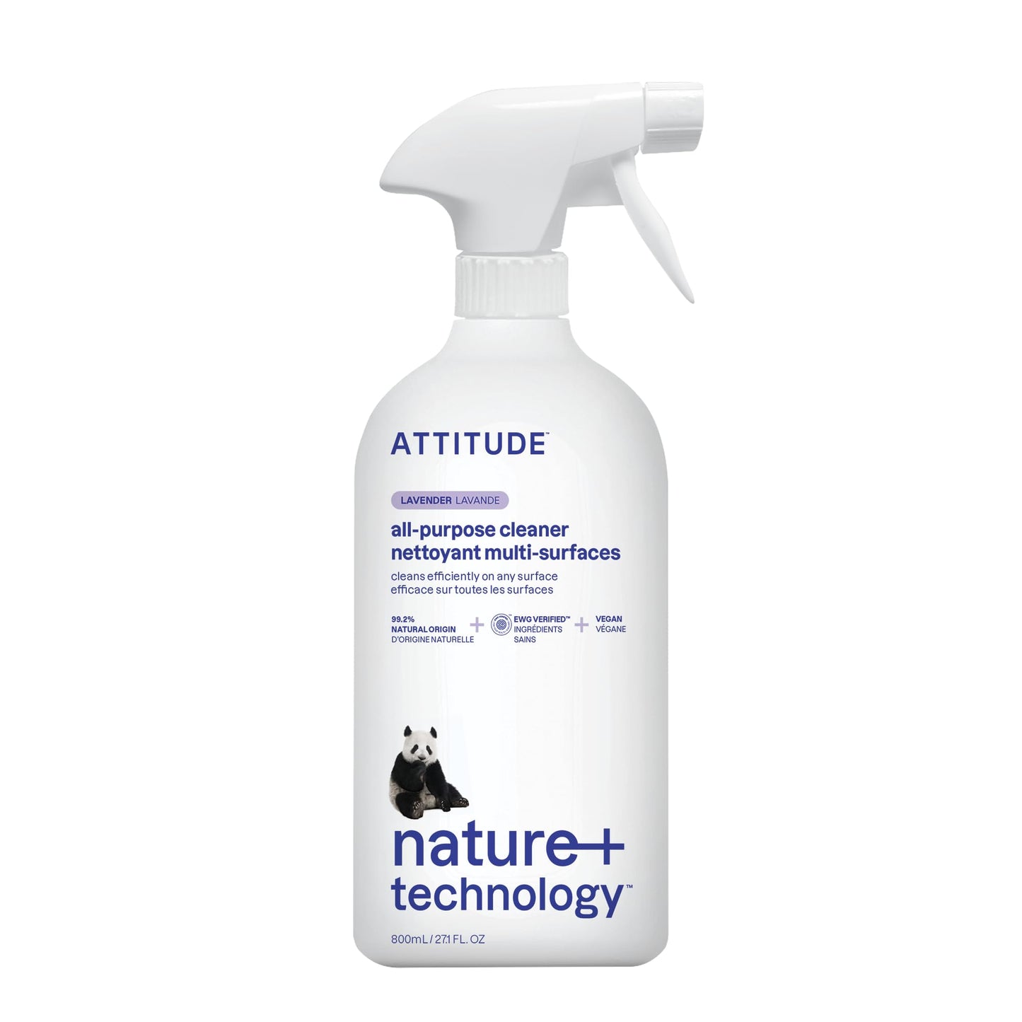 ATTITUDE All Purpose Cleaner Spray, EWG Verified, Vegan, Made with 94% Plant-Based Ingredients, Streak-Free for Kitchen, Bathroom, Glass & More, Citrus Zest Scent, 27.1 Fl Oz Nirvana Guru