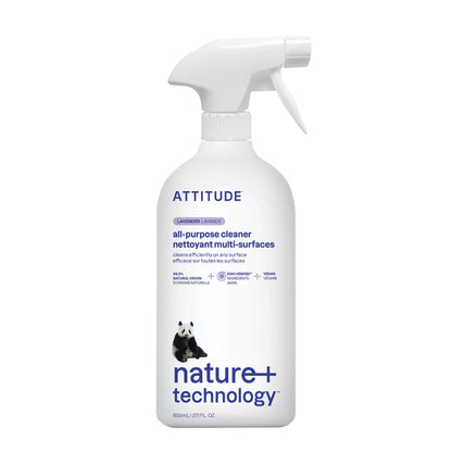 ATTITUDE All Purpose Cleaner Spray, EWG Verified, Vegan, Made with 94% Plant-Based Ingredients, Streak-Free for Kitchen, Bathroom, Glass & More, Citrus Zest Scent, 27.1 Fl Oz Nirvana Guru