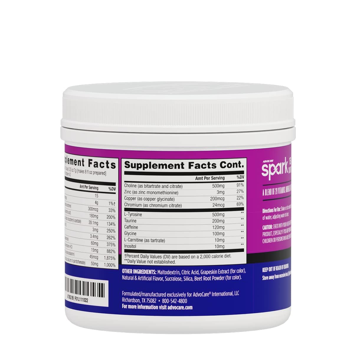AdvoCare Spark Vitamin & Amino Acid Supplement - Focus & Energy Drink Powder Mix with Vitamin A, B-6, C & E - Also Includes L-Carnitine & L-Tyrosine - Fruit Punch - 10.5 oz Nirvana Guru