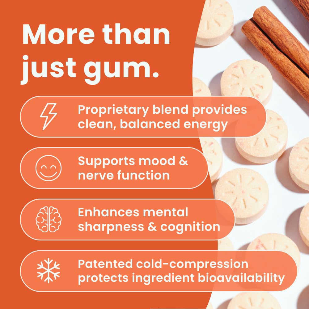 NeuroGum Energy & Focus Gum (Peppermint, 54 Pieces) | 40mg Natural Caffeine + L-Theanine + Vitamin B12 & B6 + Xylitol | Sugar Free Nootropic Cognitive Brain Performance Supplement