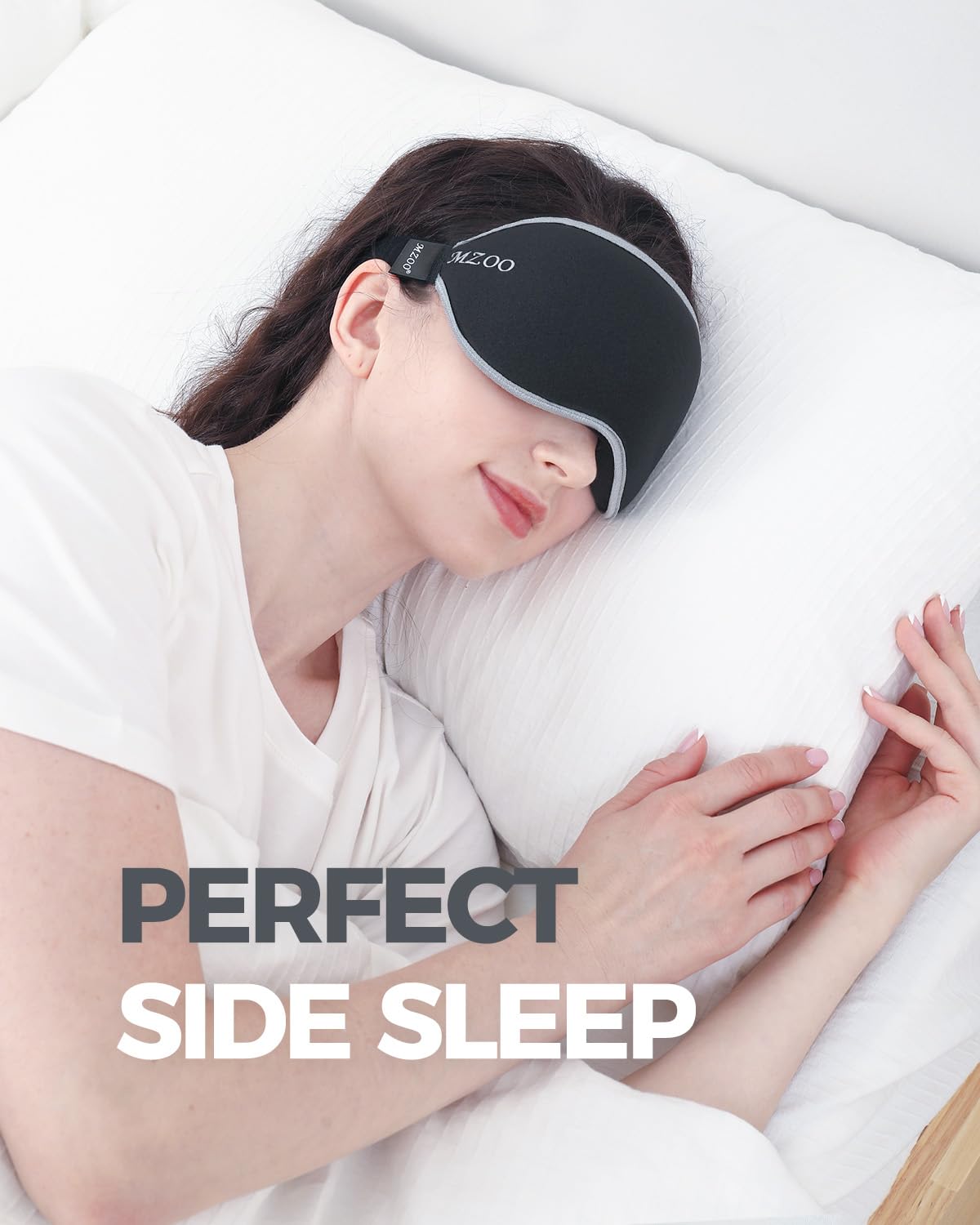 MZOO Sleep Eye Mask for Side Sleeper Men Women, Zero Eye Pressure 3D Sleeping Mask, Light Blocking Patented Design Night Blindfold, Soft Eye Shade Cover for Travel, Black