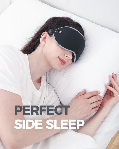 MZOO Sleep Eye Mask for Side Sleeper Men Women, Zero Eye Pressure 3D Sleeping Mask, Light Blocking Patented Design Night Blindfold, Soft Eye Shade Cover for Travel, Black