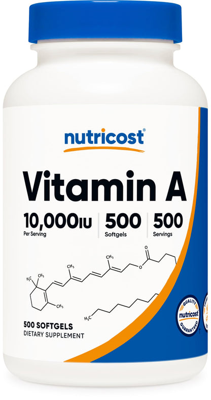 Nutricost Vitamin A 10,000 IU, 500 Softgel Capsules Nirvana Guru