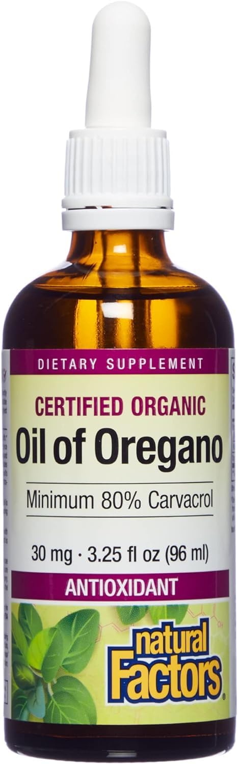 Natural Factors Certified Organic Oil of Oregano, Herbal Supplement for Immune Support, Vegan, Non-GMO, 2 Fl Oz - Nirvana Guru