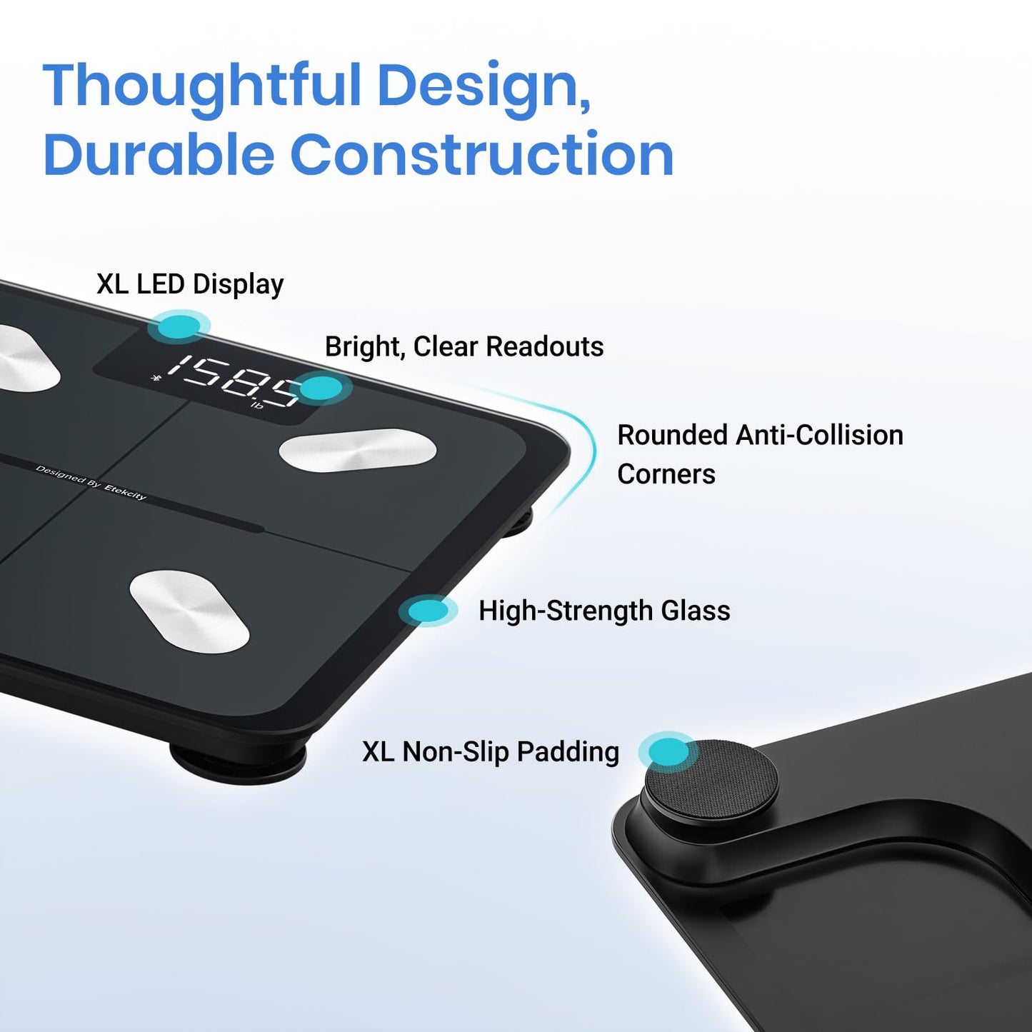 Etekcity Smart Scale for Body Weight FSA HSA Store Eligible, Bathroom Digital Weighing Scale with BMI, Body Fat, Muscle Mass, Accurate Bluetooth Home User Health Equipment Sync Apps Nirvana Guru