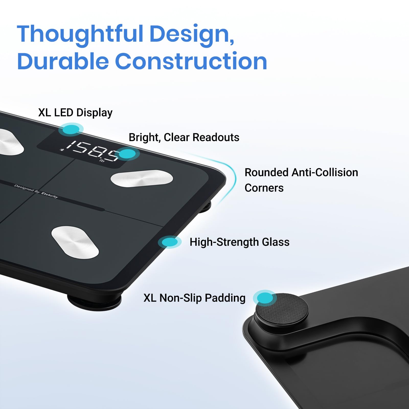 Etekcity Smart Scale for Body Weight FSA HSA Store Eligible, Bathroom Digital Weighing Scale with BMI, Body Fat, Muscle Mass, Accurate Bluetooth Home User Health Equipment Sync Apps Nirvana Guru