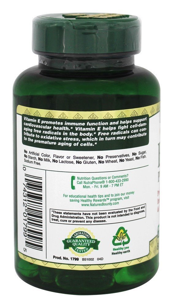 Nature's Bounty Vitamin E 1000 IU Softgels, Supports Antioxidant Health & Immune System, 1 Pack, 60 Softgels Nirvana Guru