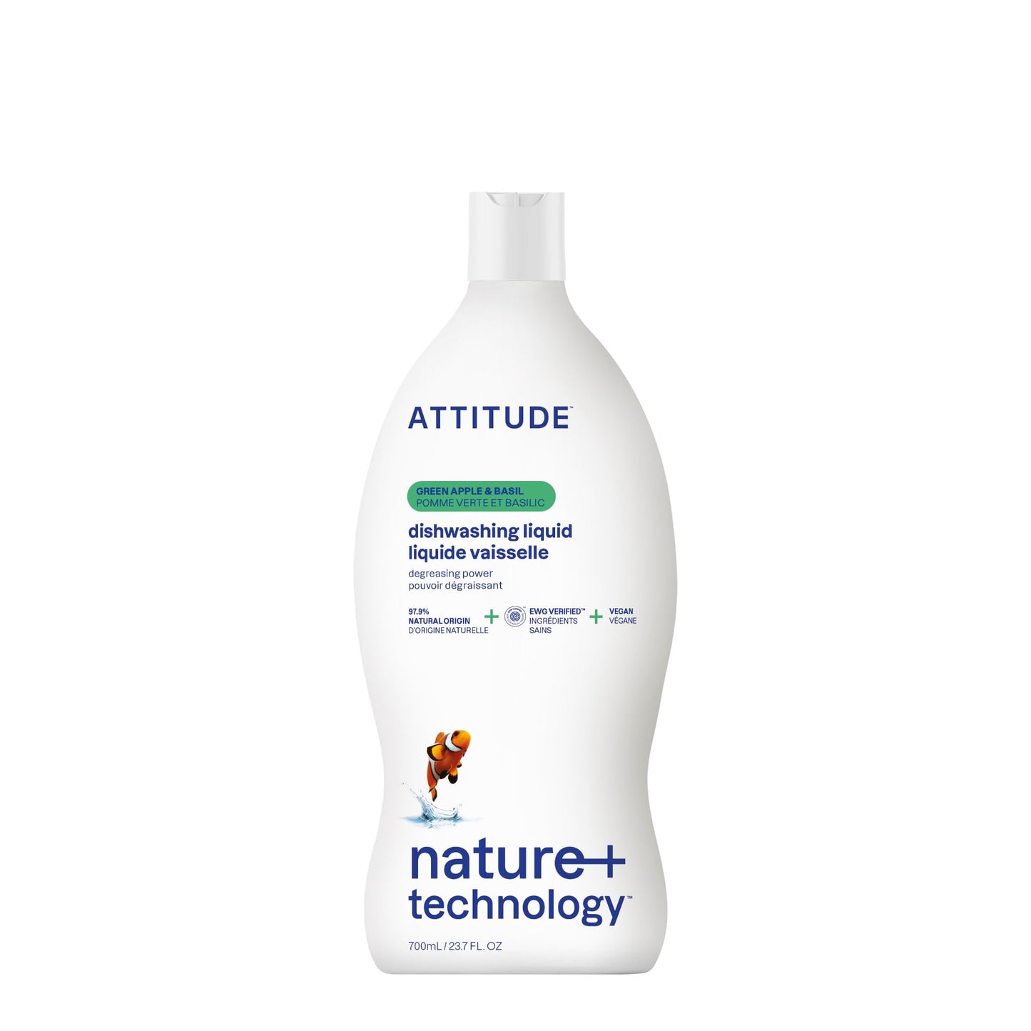 ATTITUDE Dish Soap, EWG Verified, Plant-Based & Vegan Dishwashing Liquid, Naturally Derived, Unscented, 23.7 Fl Oz Nirvana Guru