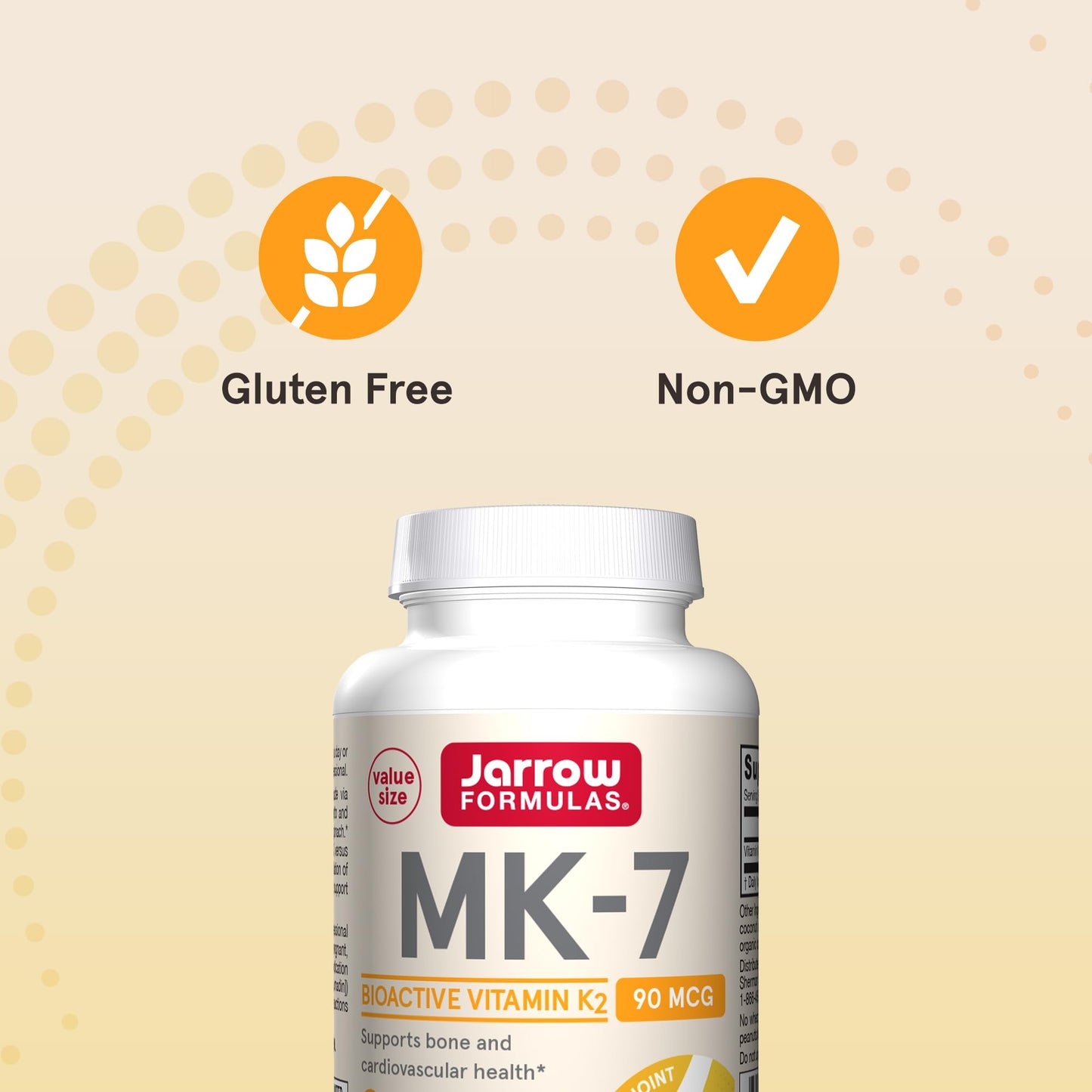 Jarrow Formulas MK-7 90 mcg - Bioactive Form of Vitamin K2 - 120 Servings (Softgels) - For Bone & Cardiovascular Health - Vitamin K2 MK-7 Dietary Supplement - K2 Vitamin Supplement MK-7 - Gluten Free - Nirvana Guru