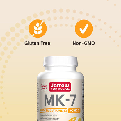 Jarrow Formulas MK-7 90 mcg - Bioactive Form of Vitamin K2 - 120 Servings (Softgels) - For Bone & Cardiovascular Health - Vitamin K2 MK-7 Dietary Supplement - K2 Vitamin Supplement MK-7 - Gluten Free - Nirvana Guru