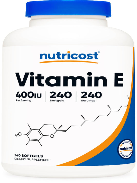 Nutricost Vitamin E 400 IU, 240 Softgel Capsules - Gluten Free, Non-GMO Nirvana Guru