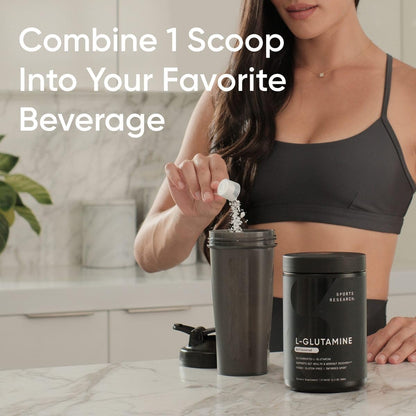 Sports Research L-Glutamine - Workout Recovery, Immune Health & Gut Health Support - 5 G Per Serving - 17.64 Oz - Nirvana Guru