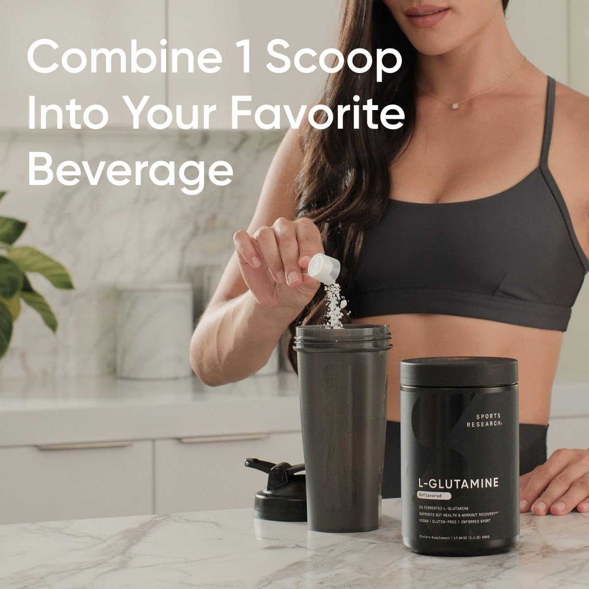 Sports Research L-Glutamine - Workout Recovery, Immune Health & Gut Health Support - 5 G Per Serving - 17.64 Oz - Nirvana Guru