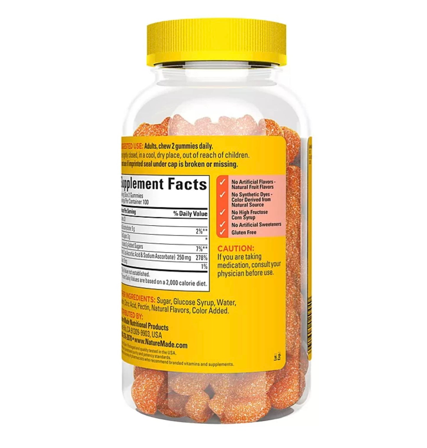Nature Made Vitamin C 250 mg per serving, Dietary Supplement for Immune Support, 150 Gummies, 75 Day Supply - Nirvana Guru
